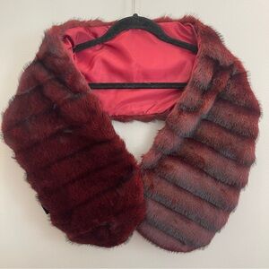 Windsor Wrapped In Luxe Faux Fur Shawl Burgundy Scarf